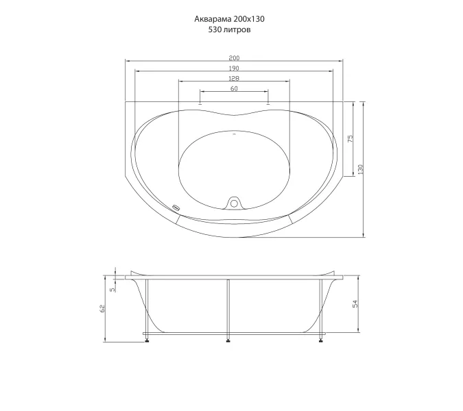 Акриловая ванна Aquatika Акварама 200*75, Комплектация: Standart, изображение 2
