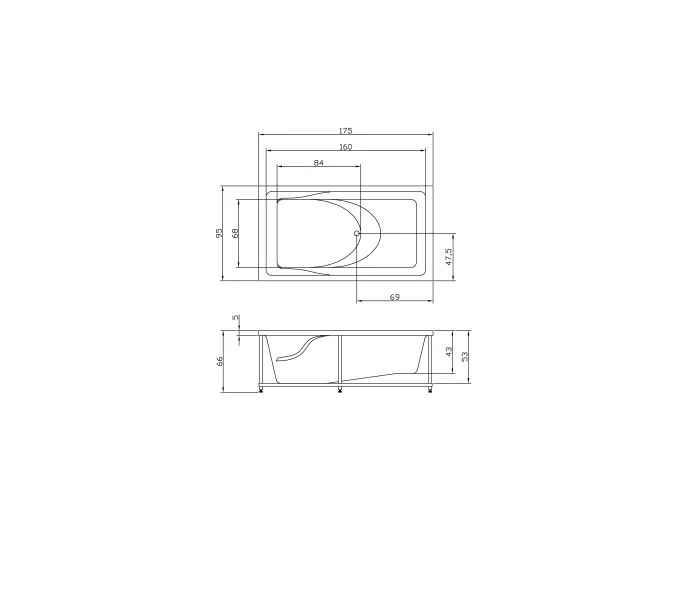 Акриловая ванна Aquatika Аксиома 175*95, Комплектация: Standart, изображение 2
