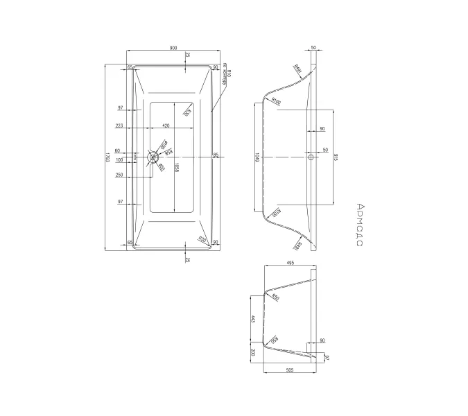 Акриловая ванна Aquatika Армада 180*90, Комплектация: Standart, изображение 2