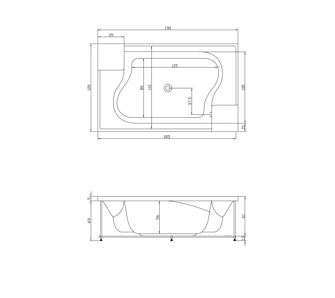Акриловая ванна Aquatika Архитектура 190*120, Комплектация: Standart, изображение 3