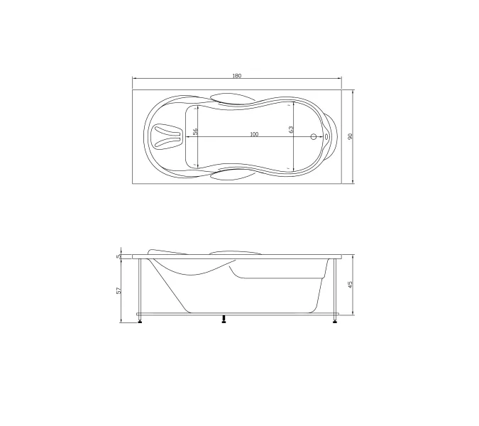 Акриловая ванна Aquatika Атлантис 180*90, Комплектация: Standart, изображение 2