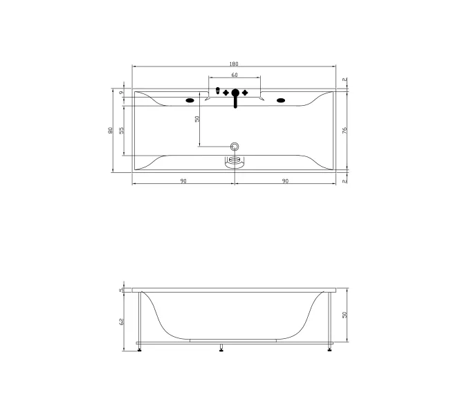Акриловая ванна Aquatika Минима 180*80, Комплектация: Standart, изображение 2