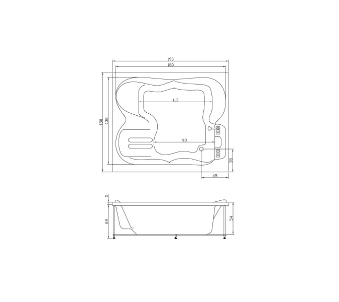 Акриловая ванна Aquatika Токио 190*150, Комплектация: Standart, изображение 2