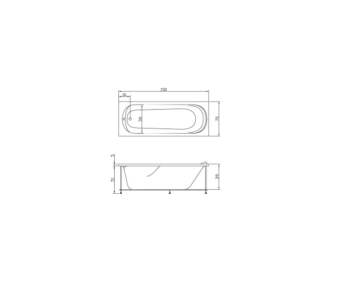 Акриловая ванна Aquatika Юниор 150*70, Комплектация: Standart, изображение 2