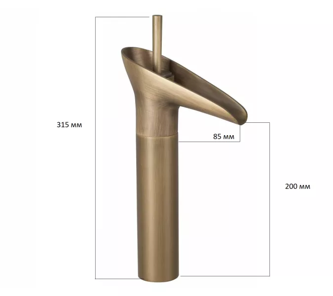 Смеситель бронзовый Bronze De Luxe к стеклянной раковине (каскад), изображение 2