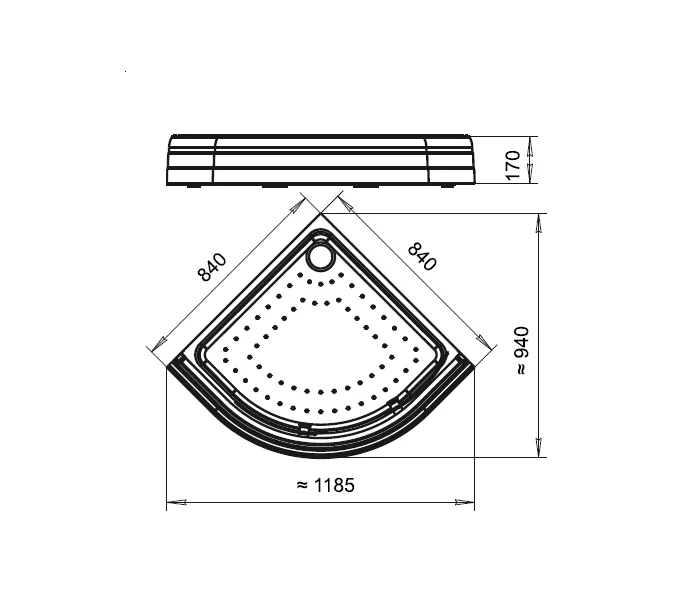 Поддон радиальный к душевому углу Radomir Найт, Выбрать размер: 80х80, изображение 5