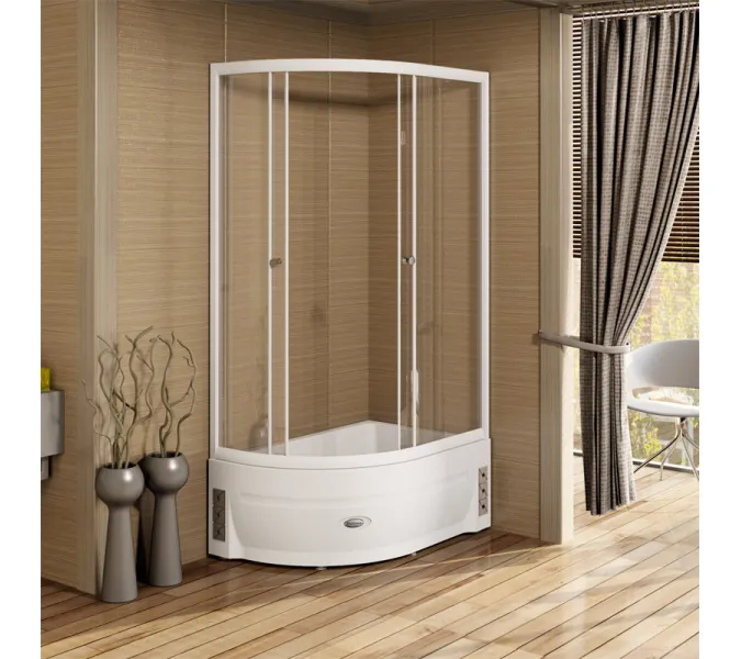 Душевой угол  Radomir  СОУЛ  прозрачный , с поддоном, Цвет стекла: прозрачное, Цвет профиля: Белый, Тип поддона: Высокий, Выбрать размер: 120х80, Ориентация: Правая