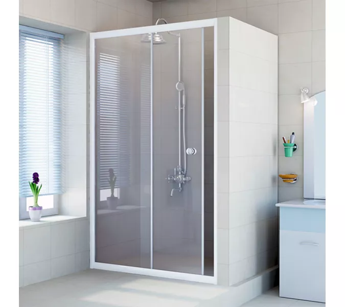 Душевая дверь раздвижная  Radomir Вита (прозрачная), Цвет стекла: прозрачное, Цвет профиля: Белый, Выбрать размер: 110