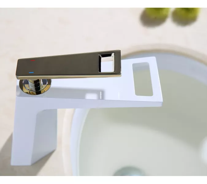 Смеситель на раковину (белый/золото) Bronze De Luxe A919W, изображение 2