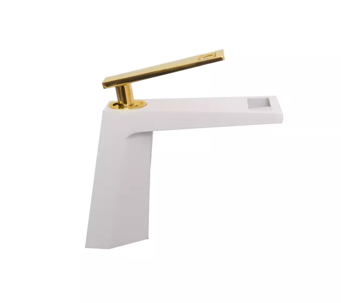 Смеситель на раковину (белый/золото) Bronze De Luxe A919W, изображение 5