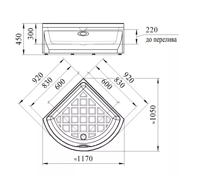 Высокий поддон к душевому углу Radomir, Выбрать размер: 90*90, изображение 2
