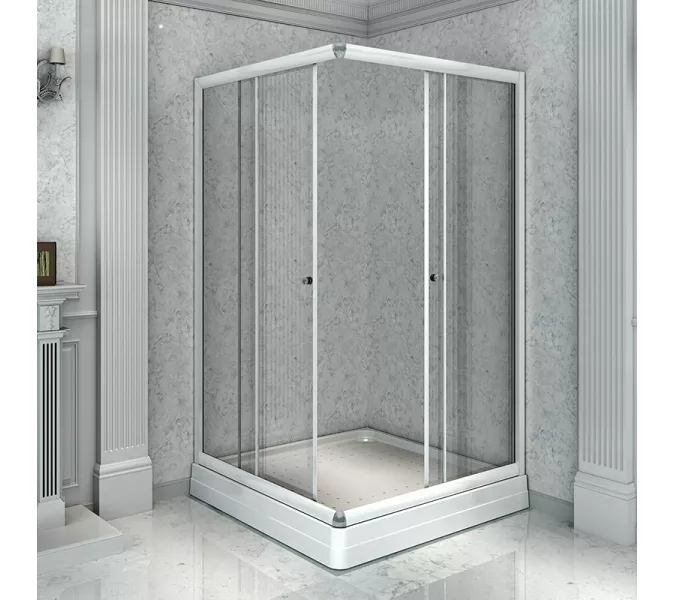 Душевой угол  Radomir ДРИМ с поддоном , прозрачное стекло, Цвет стекла: прозрачное, Цвет профиля: Белый, Выбрать размер: 110х110, Ориентация: Универсальная