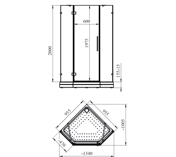 Душевое ограждение Radomir Санторо, Выбрать размер: 90, Цвет стекла: прозрачное, изображение 2