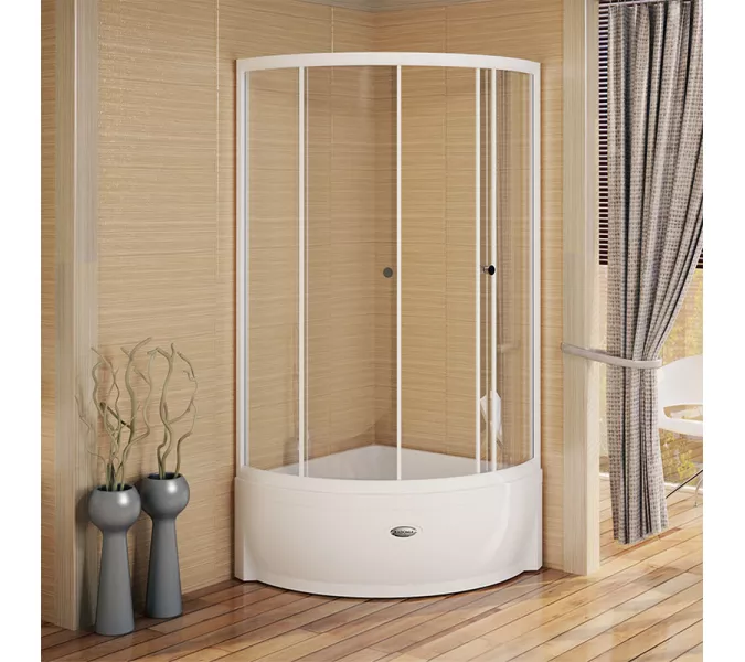 Душевой угол Radomir СОУЛ четверть круга,  матовый , с поддоном, Цвет стекла: матовое, Цвет профиля: Белый, Выбрать размер: 90х90