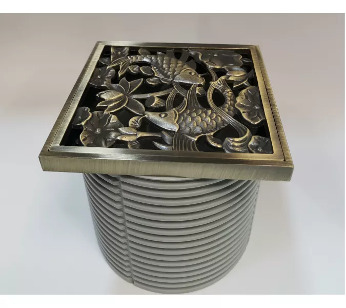 Насадка с рамкой и дизайн-решеткой Рыбы Bronze De Luxe, изображение 2