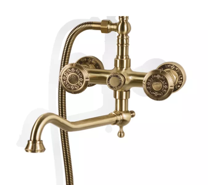Bronze De Luxe Royal Комплект для ванной и душа двухручковый, Излив (см): 25, изображение 3