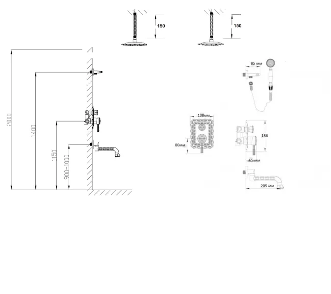 Bronze De Luxe Windsor Комплект для душа встраиваемый, изображение 4