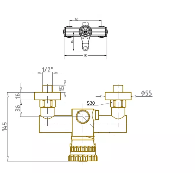 Bronze De Luxe Windsor Комплект одноручковый для ванны и душа без излива, изображение 3