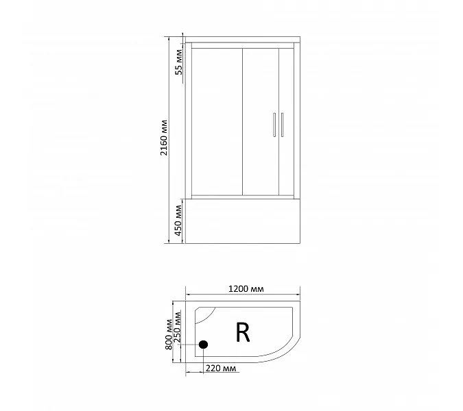 Душевая кабина асимметричная Bandhours STAR L/R, Цвет профиля: Хром, Тип поддона: Высокий, Выбрать размер: 80x120, Ориентация: левая, изображение 5