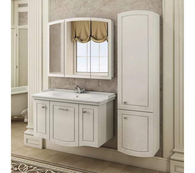 COMFORTY. Зеркало-шкаф "Палини-100" белый глянец, изображение 2