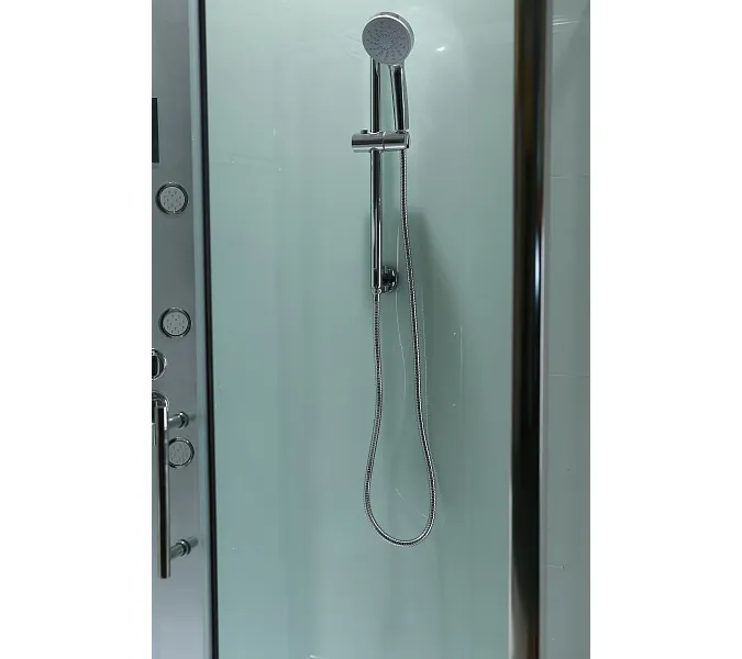 Душевая кабина с гидромассажем асимметричная Bandhours CRISTAL L/R, Цвет стекла: прозрачное, Высота поддона: 15, Цвет профиля: Хром, Тип поддона: Низкий, Выбрать размер: 80x120, Ориентация: левая, изображение 8