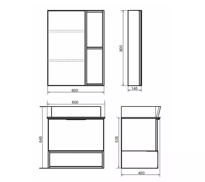 COMFORTY Зеркало-шкаф "Штутгарт-60/75/90" дуб тёмно-коричневый, Выбрать размер: 60, изображение 4