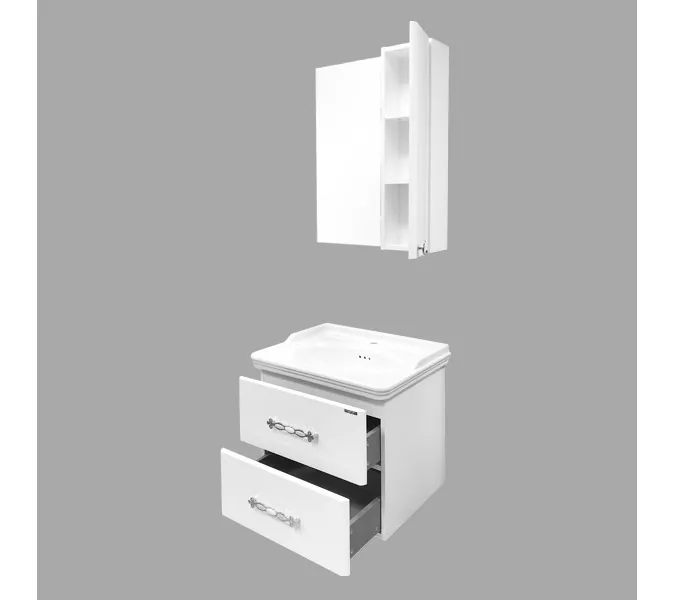 COMFORTY. Тумба-умывальник "Неаполь-65/80/100" белый глянец с раковиной COMFORTY, Выбрать размер: 65, Выбрать цвет: Белый глянец, Комплектация: раковина 50165, изображение 3