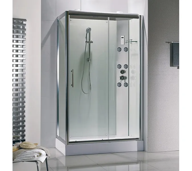 Душевая кабина с гидромассажем прямоугольная Bandhours SPHERA L/R, Цвет стекла: прозрачное, Высота поддона: 15, Цвет профиля: Хром, Тип поддона: Низкий, Выбрать размер: 70x100, Ориентация: левая