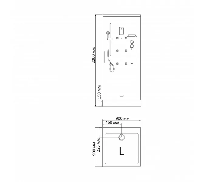 Душевая кабина с паром и гидромассажем квадратная Bandhours BETA L/R, Цвет стекла: прозрачное, Высота поддона: 15, Цвет профиля: Хром, Тип поддона: Низкий, Выбрать размер: 90x90, Ориентация: левая, изображение 8
