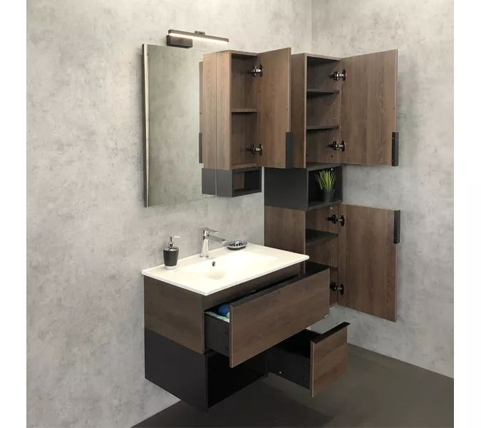 Зеркало-шкаф Comforty Франкфурт, Выбрать размер: 75, Выбрать цвет: дуб шоколадно-коричневый, изображение 2