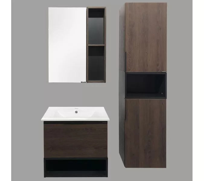 Зеркало-шкаф Comforty Франкфурт, Выбрать размер: 60, Выбрать цвет: дуб шоколадно-коричневый, изображение 2