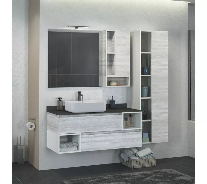 Зеркало-шкаф Comforty Прага, дуб белый, Выбрать размер: 120, изображение 3