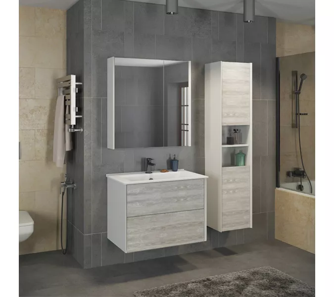 Зеркало-шкаф Comforty Женева, дуб белый, изображение 2