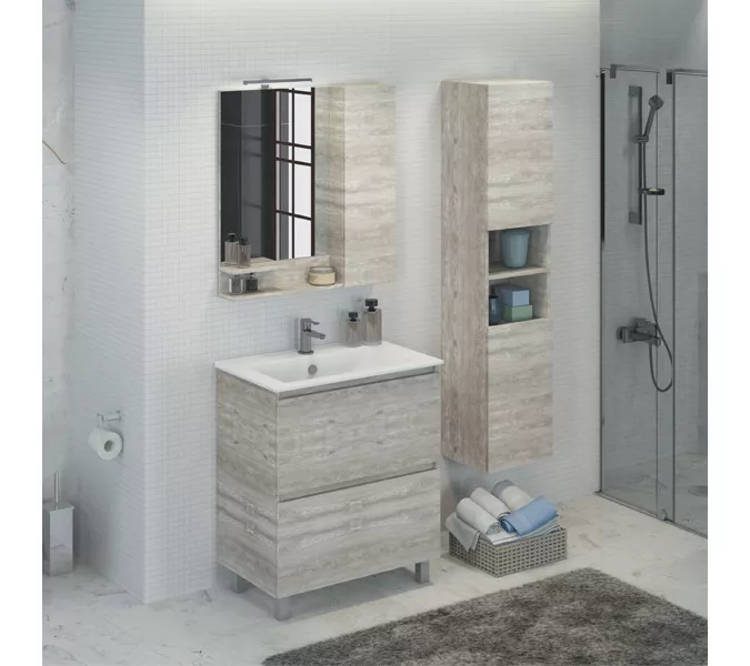 Зеркало-шкаф Comforty Верона, дуб белый, Выбрать размер: 75, изображение 2