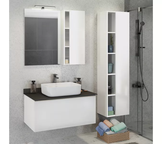 COMFORTY. Зеркало-шкаф "Милан-90/120" белый глянец, Выбрать размер: 90, изображение 3