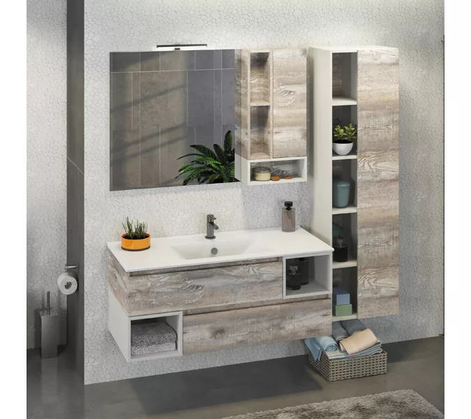 Зеркало-шкаф Comforty Турин, дуб бежевый, Выбрать размер: 120, изображение 3