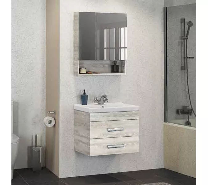 Зеркало-шкаф Comforty Никосия, Выбрать размер: 60, Выбрать цвет: Дуб белый, изображение 5