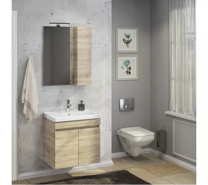 Зеркало-шкаф Comforty Тромсе, дуб сонома, Выбрать размер: 60, изображение 3