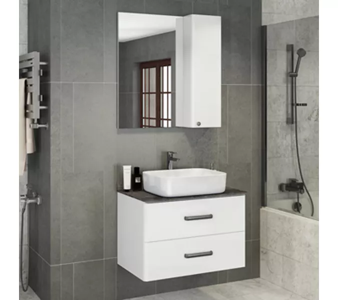 COMFORTY. Зеркало-шкаф "Амстердам-75/95" белый глянец, Выбрать размер: 75, изображение 3