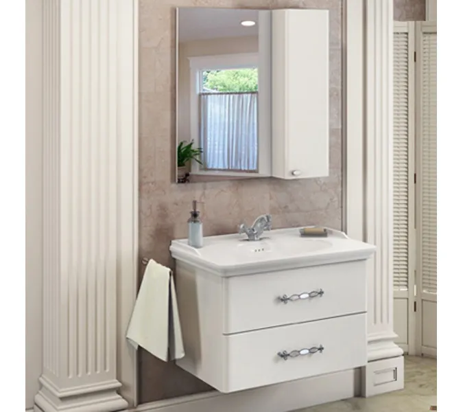 COMFORTY. Тумба-умывальник "Неаполь-65/80/100" белый глянец с раковиной COMFORTY, Выбрать размер: 80, Выбрать цвет: Белый глянец, Комплектация: раковина 50180, изображение 2