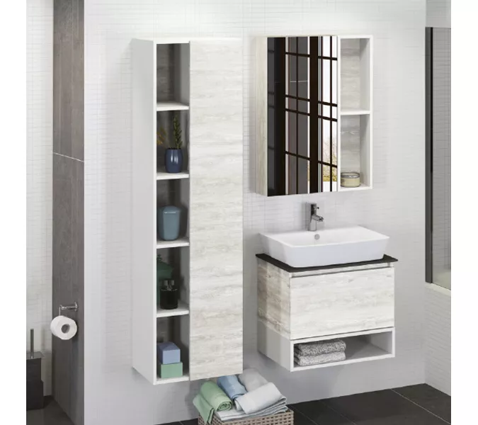 Зеркало-шкаф Comforty Прага, дуб белый, Выбрать размер: 60, изображение 3