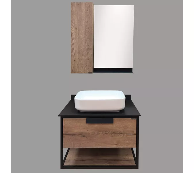 Зеркало-шкаф Comforty Кёльн, цвет дуб темный, Выбрать размер: 75, изображение 6