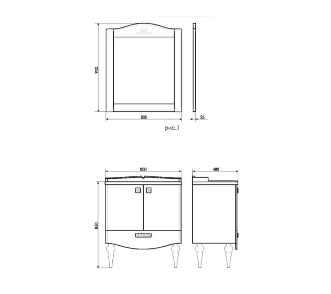 COMFORTY. Зеркало "Монако-80/100/120" белый глянец, Выбрать размер: 80, Тип: Зеркало, изображение 7
