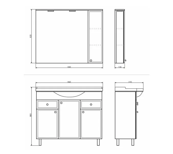 COMFORTY. Зеркало-шкаф "Сочи-85/100" белый глянец, Выбрать размер: 85, изображение 5