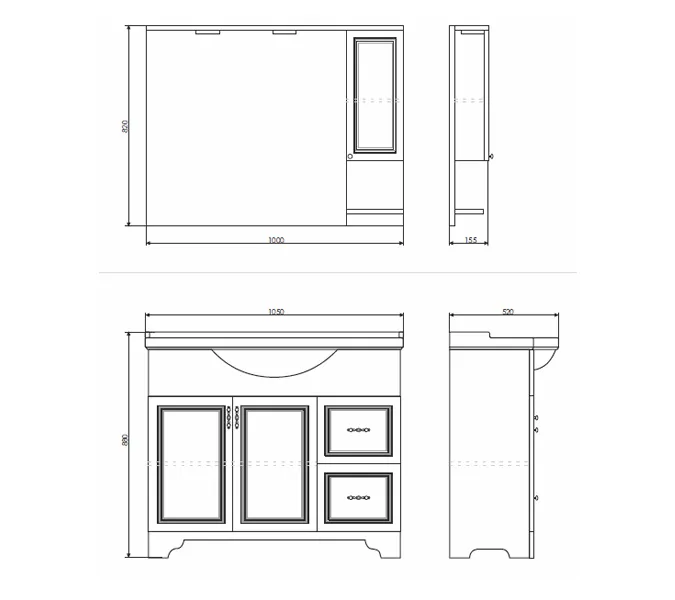 COMFORTY. Зеркало-шкаф "Севилья-100" слоновая кость, Выбрать размер: 100, изображение 10