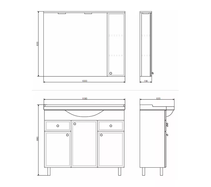 COMFORTY. Тумба-умывальник "Сочи-85/100" белый глянец с раковиной, Выбрать размер: 100, Выбрать цвет: Белый, Комплектация: раковина Эльбрус-100, изображение 3