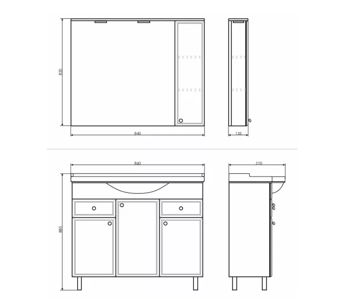 COMFORTY. Тумба-умывальник "Сочи-85/100" белый глянец с раковиной, Выбрать размер: 85, Выбрать цвет: Белый, Комплектация: раковина Сенеж 87, изображение 3