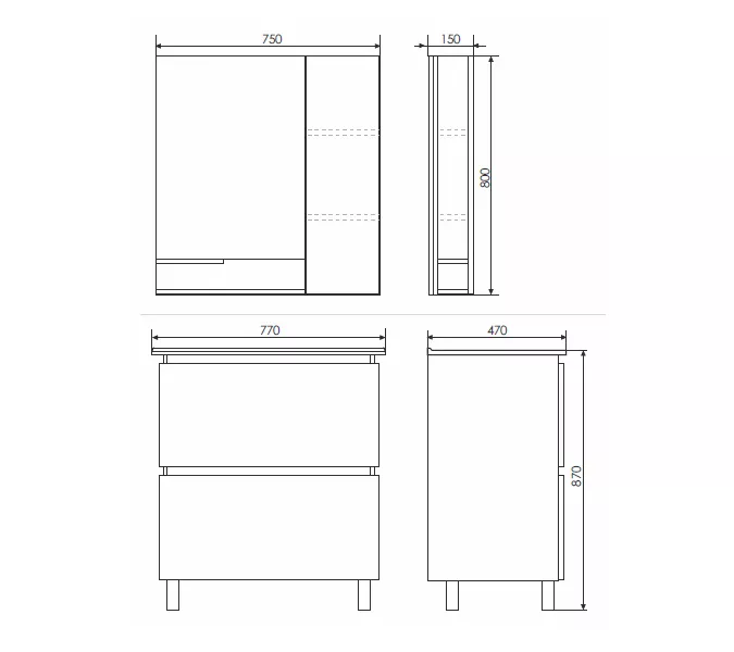 Зеркало-шкаф Comforty Верона, дуб белый, Выбрать размер: 75, изображение 3
