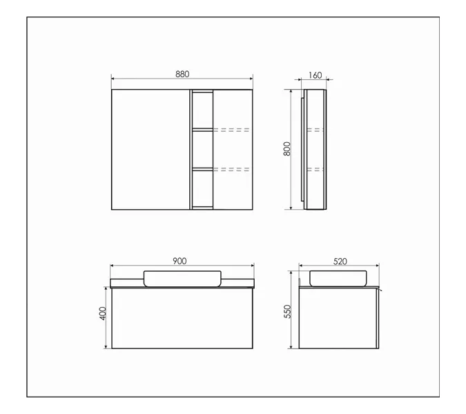 COMFORTY. Зеркало-шкаф "Милан-90/120" белый глянец, Выбрать размер: 90, изображение 4