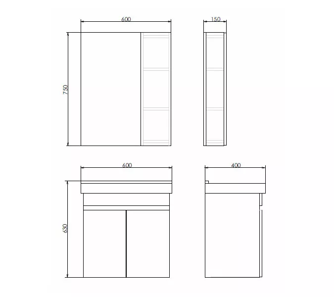 Зеркало-шкаф Comforty Тромсе, дуб сонома, Выбрать размер: 60, изображение 4